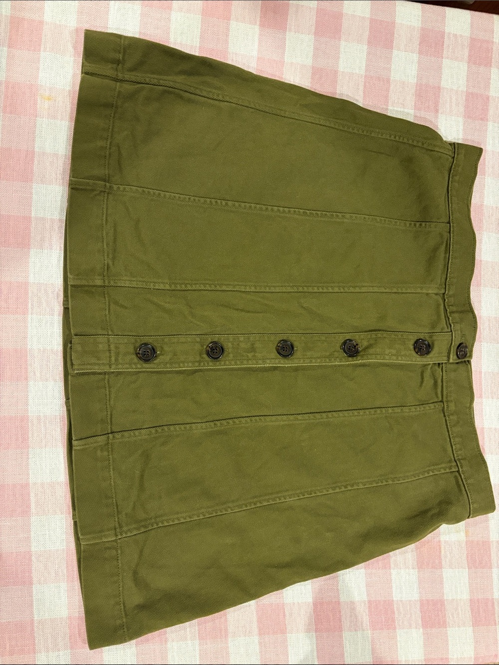 Banana Republic Olive Green Button-Front A-Line denim Skirt